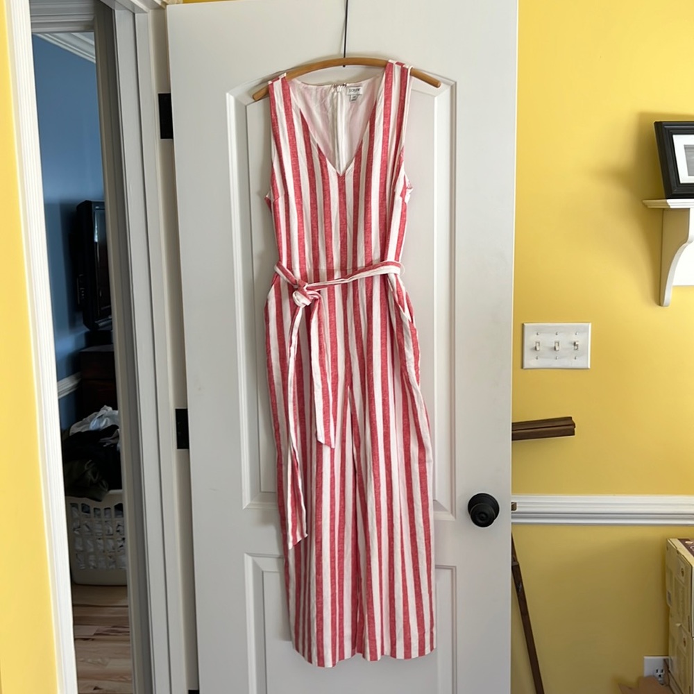 JCrew lined linen jumpsuit